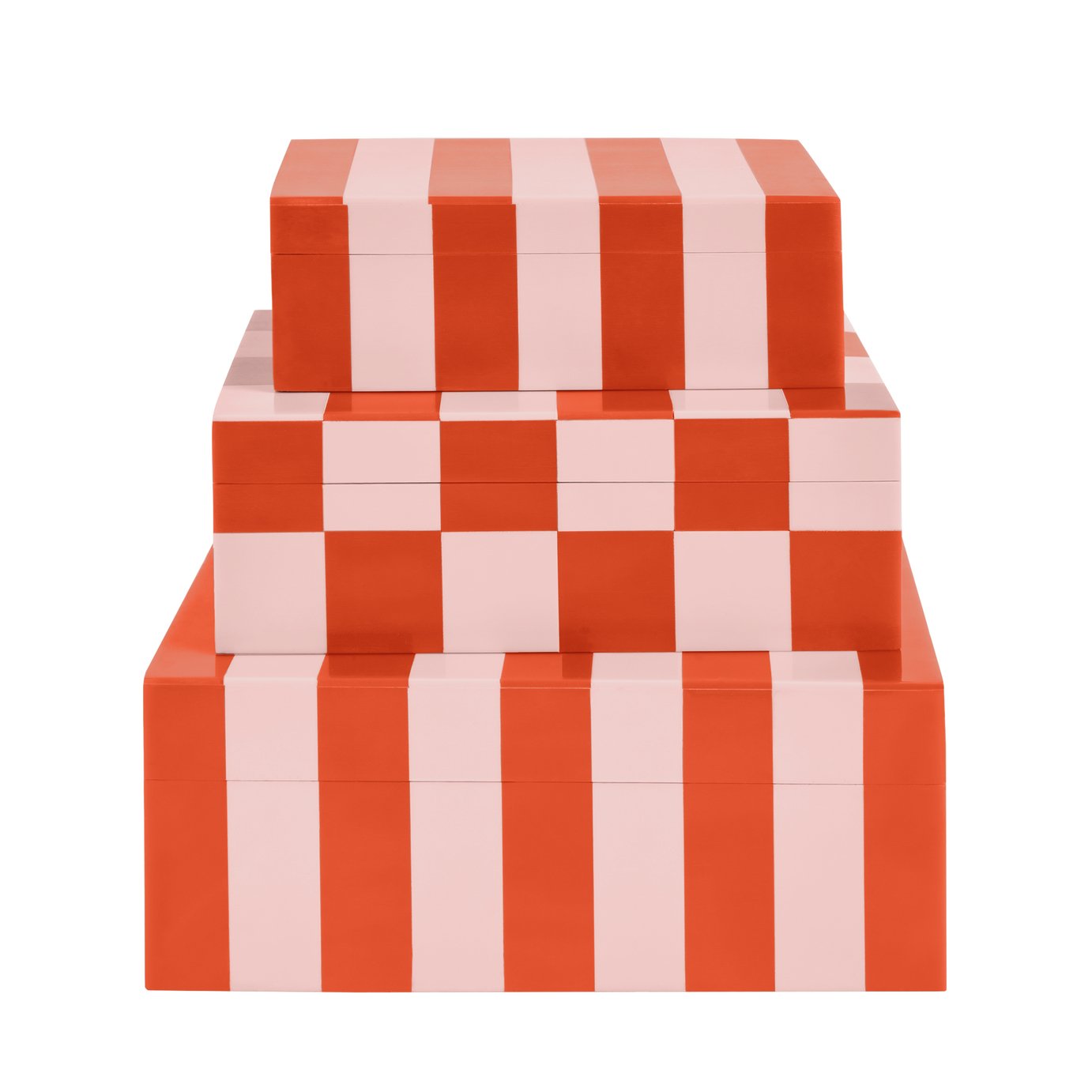 Habitat Brights Checkered Set of 3 Trinket Boxes - Pink & Red