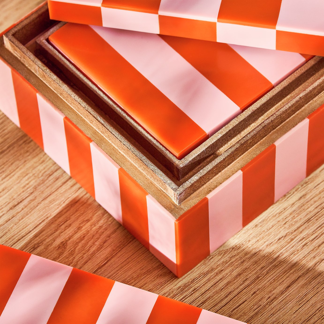Habitat Brights Checkered Set of 3 Trinket Boxes - Pink & Red