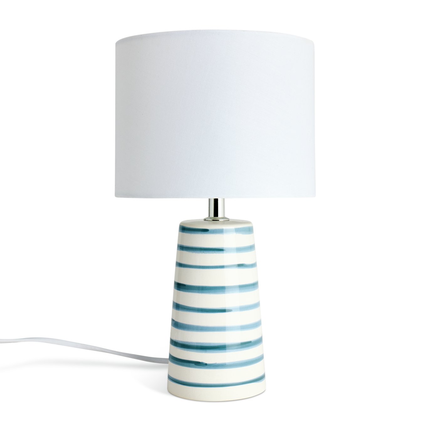 Argos Home Painted Stripe Ceramic Table Lamp - White & Blue