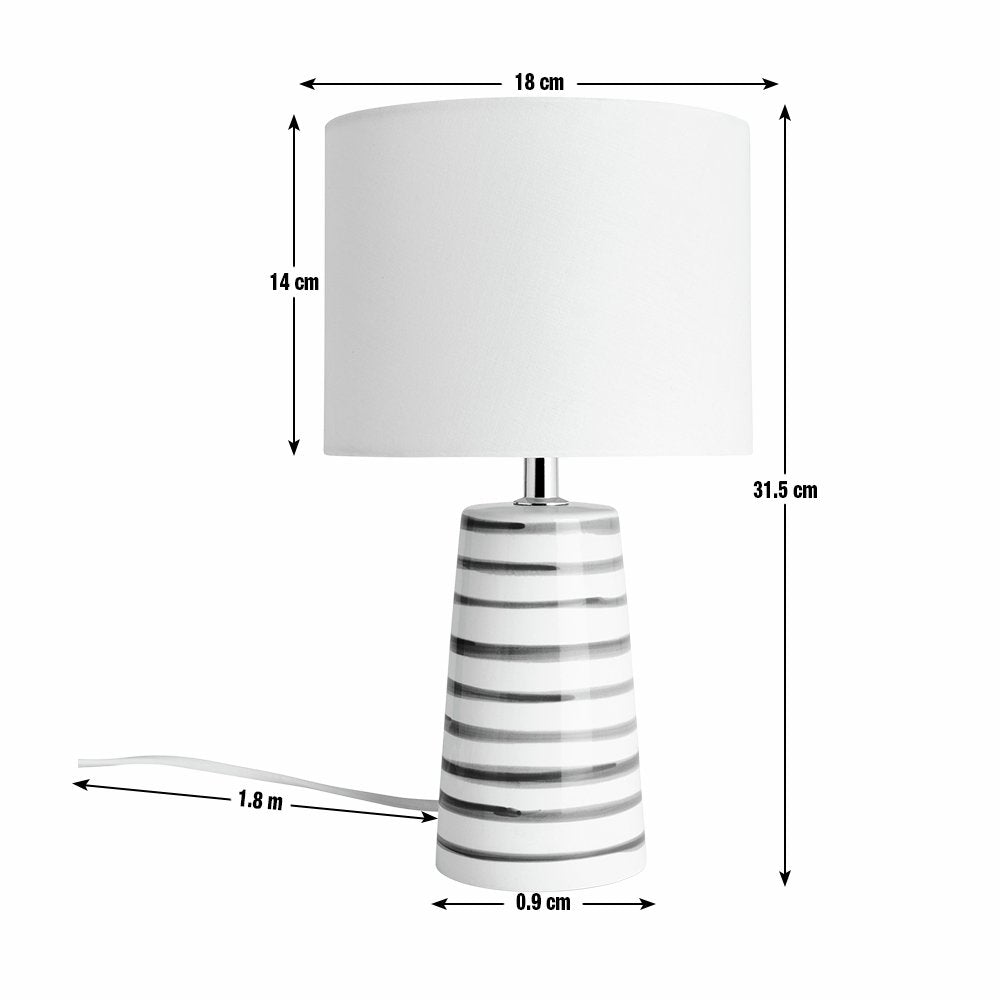 Argos Home Painted Stripe Ceramic Table Lamp - White & Blue