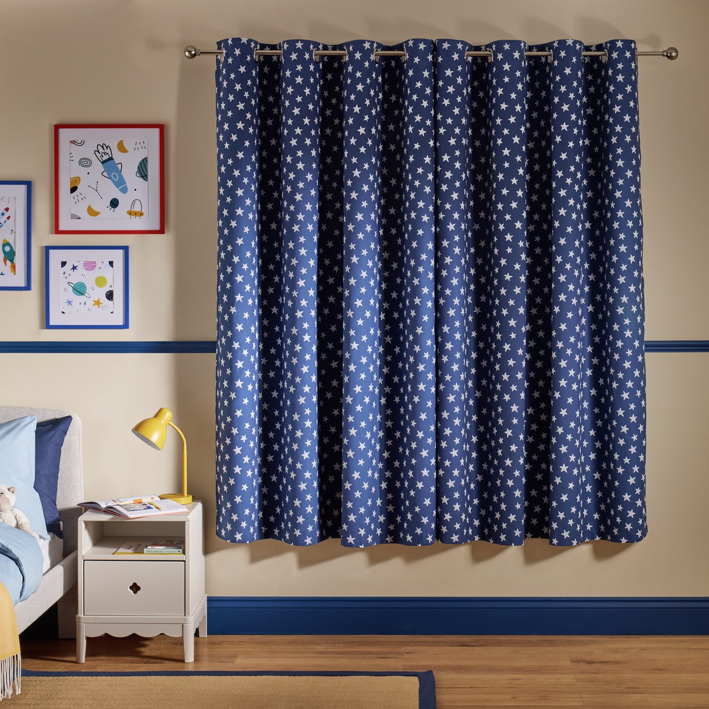 Argos Home Kids Blackout Star Eyelet Curtains - Blue - 168x137cm