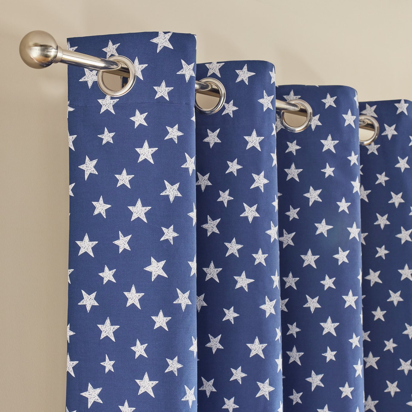Argos Home Kids Blackout Star Eyelet Curtains - Blue - 168x137cm