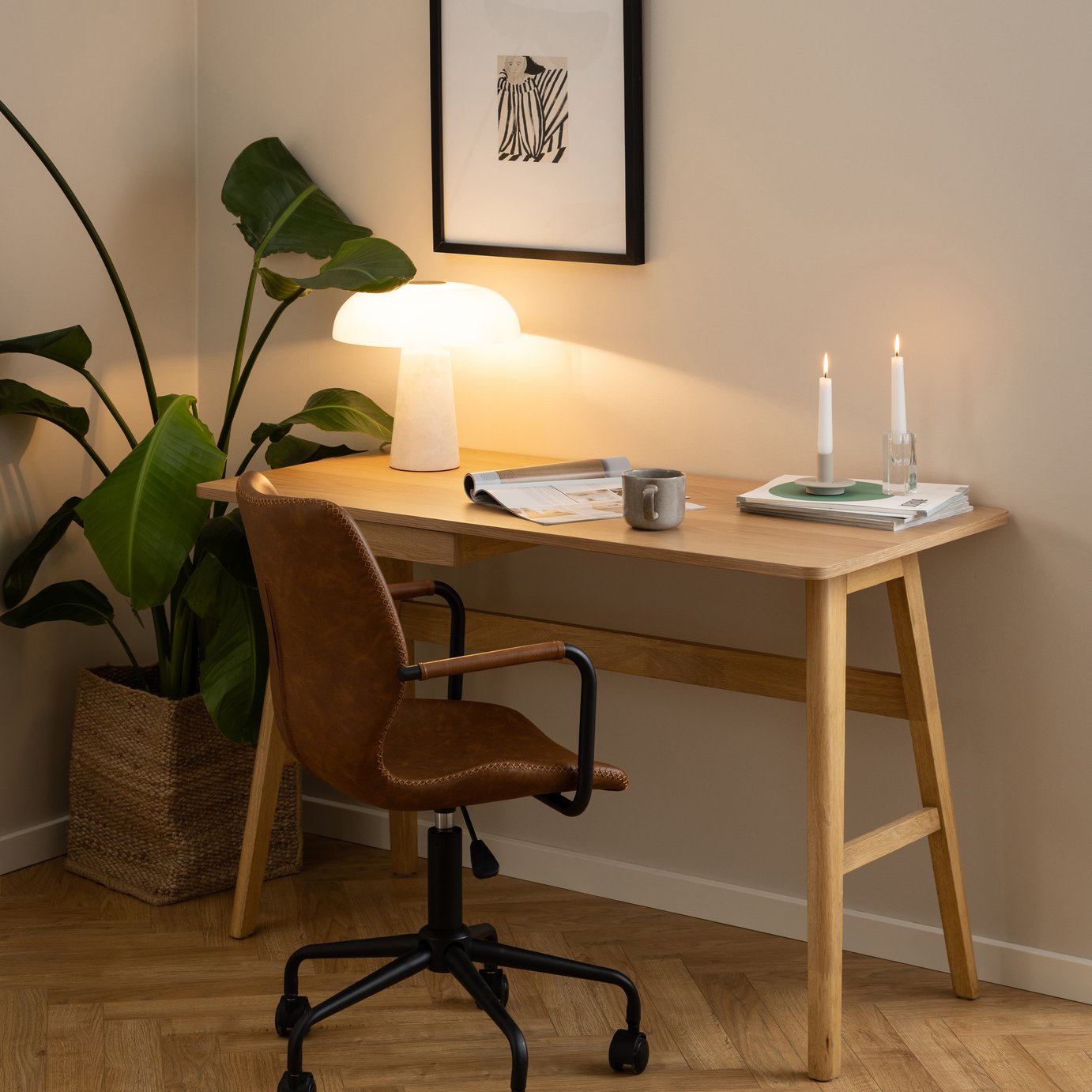 Furniture To Go Barnett 1 Drawer Office Desk - Natural