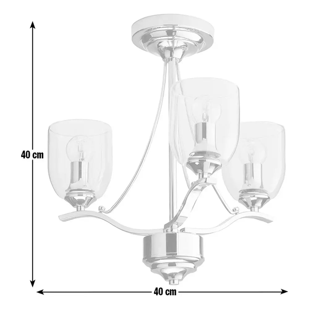 Argos Home Fae 3 Light Glass Ceiling Fitting - Chrome