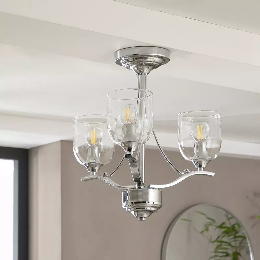 Argos Home Fae 3 Light Glass Ceiling Fitting - Chrome