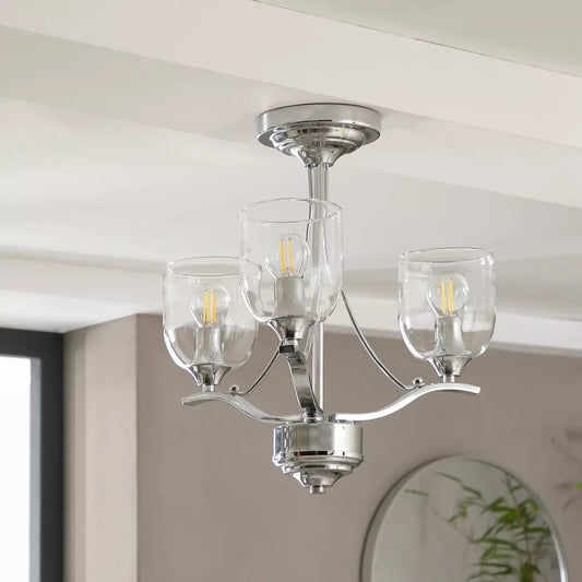 Argos Home Fae 3 Light Glass Ceiling Fitting - Chrome