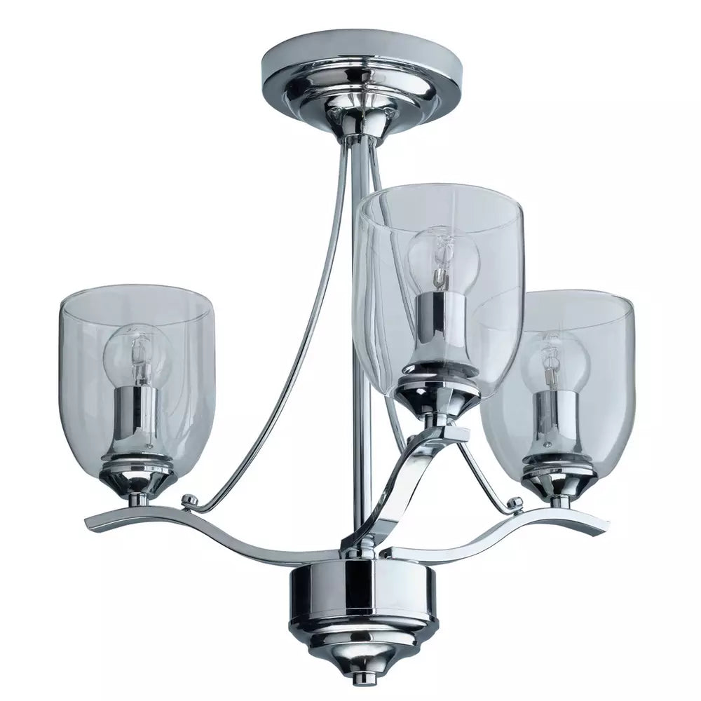 Argos Home Fae 3 Light Glass Ceiling Fitting - Chrome