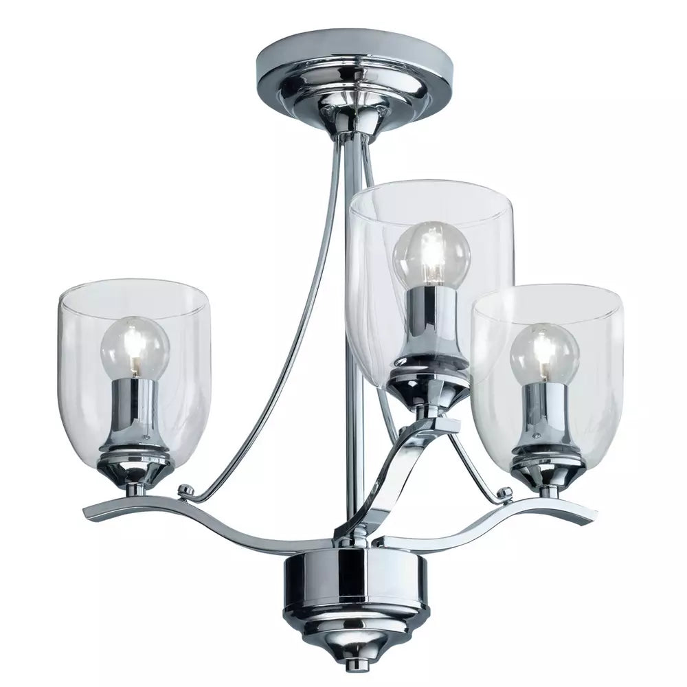 Argos Home Fae 3 Light Glass Ceiling Fitting - Chrome
