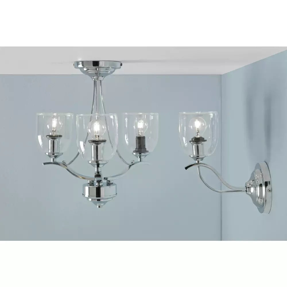 Argos Home Fae 3 Light Glass Ceiling Fitting - Chrome