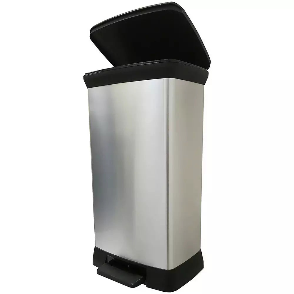 Curver 50 Litre Deco Pedal Bin - Silver