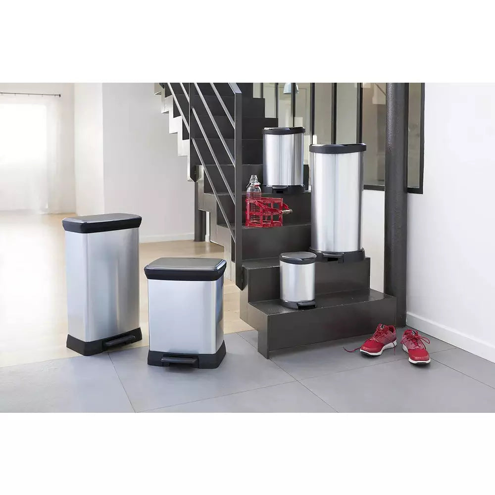 Curver 50 Litre Deco Pedal Bin - Silver