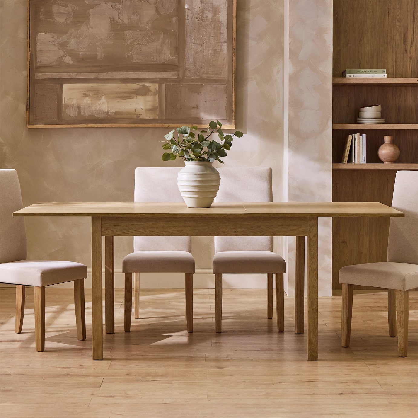 Argos Home Sendi Extend Wood Effect 6-8 Dining Table - Natural