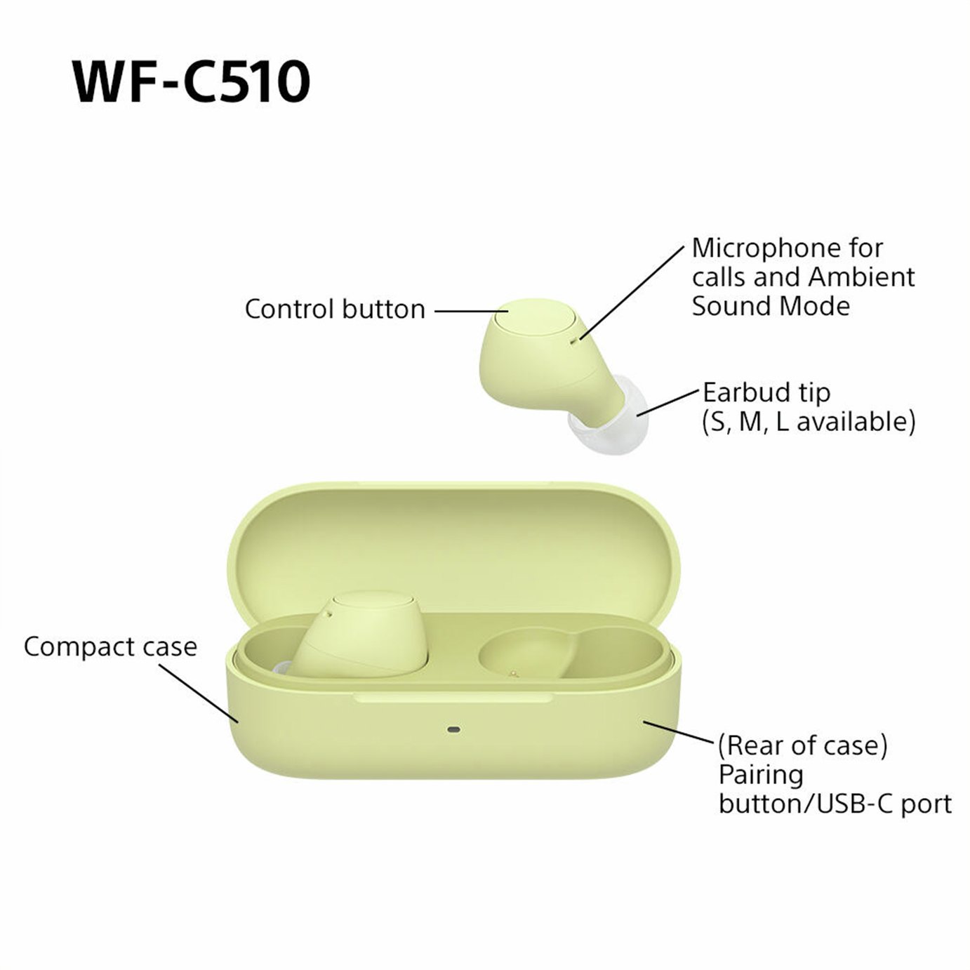 Sony WF-C510 True Wireless Earbuds - Yellow