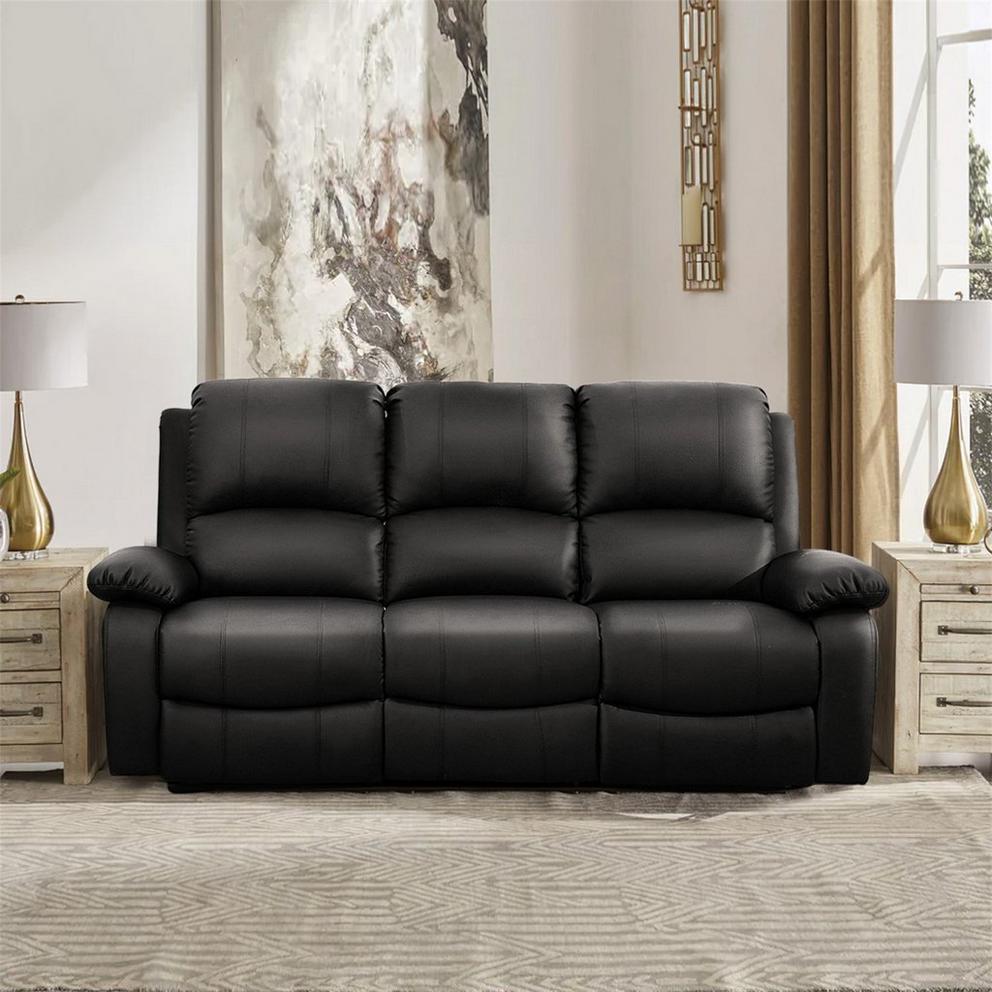 Manual Reclining Leather Sofa Set