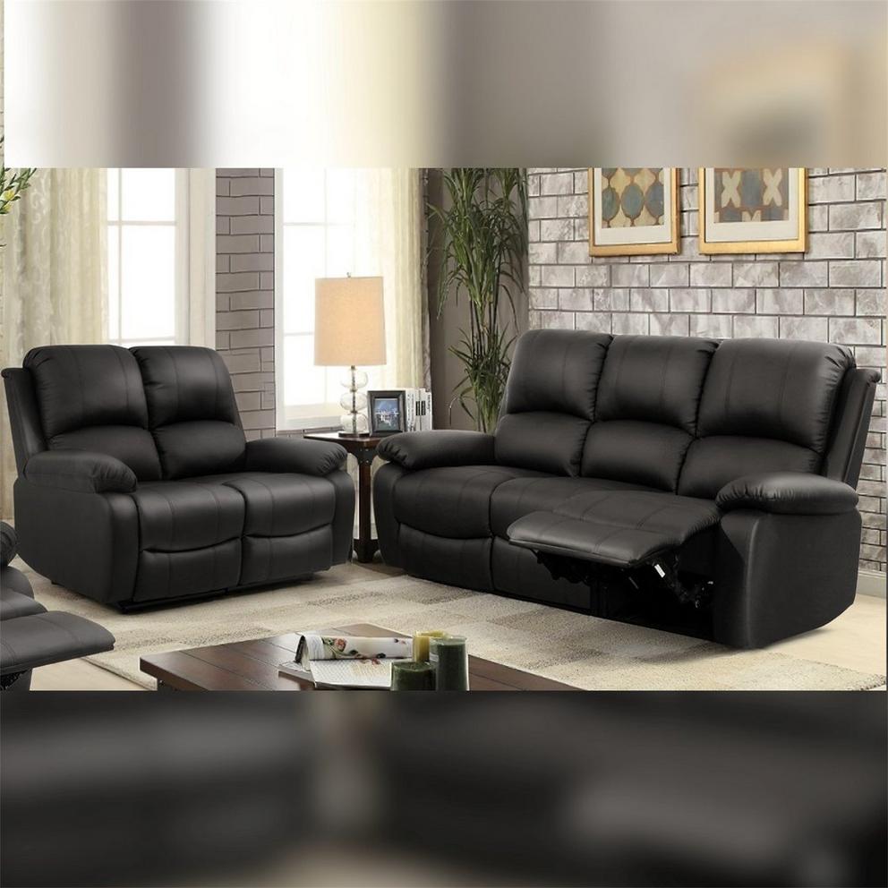Manual Reclining Leather Sofa Set