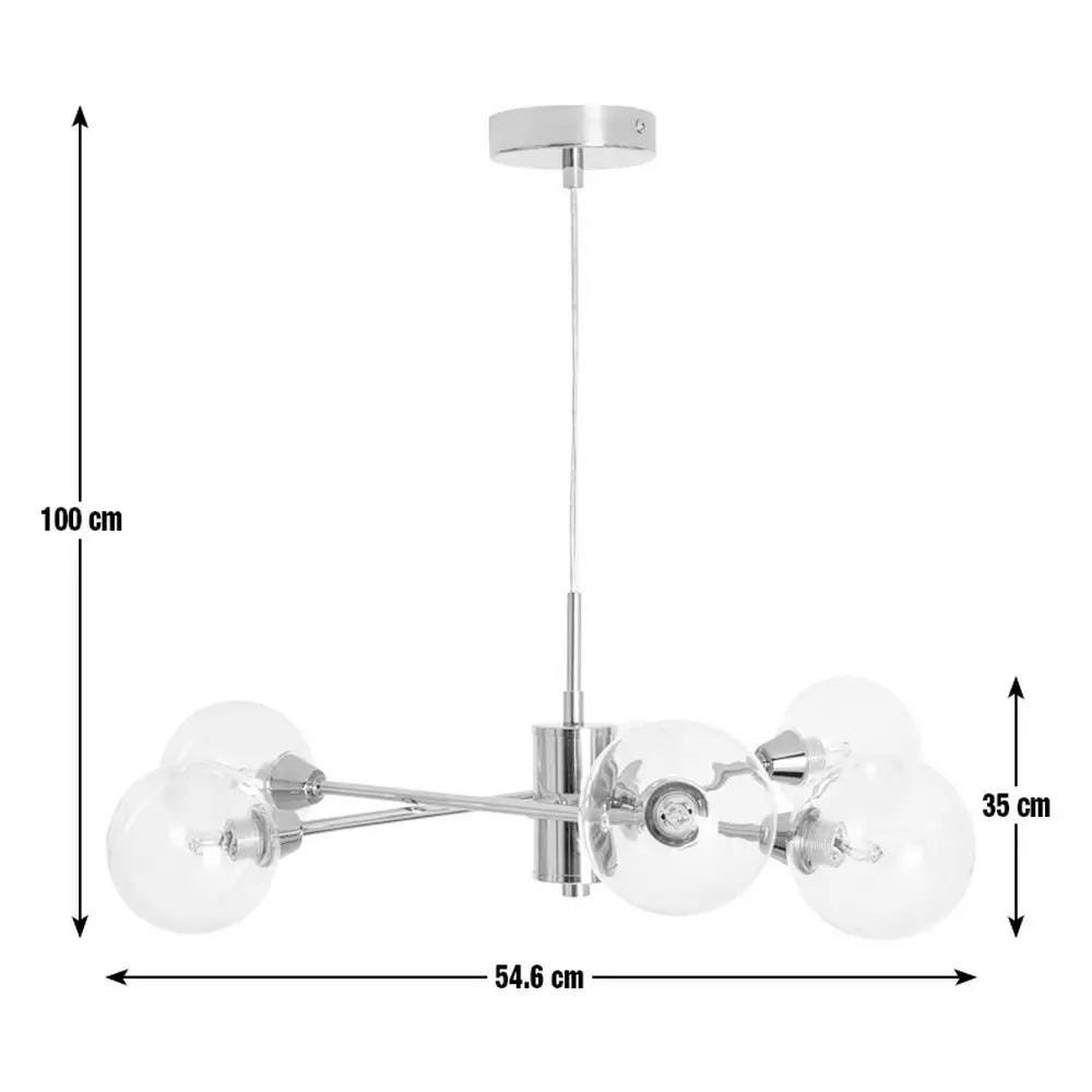 Habitat Sputnik Glass 6 Light Pendant Light - Chrome