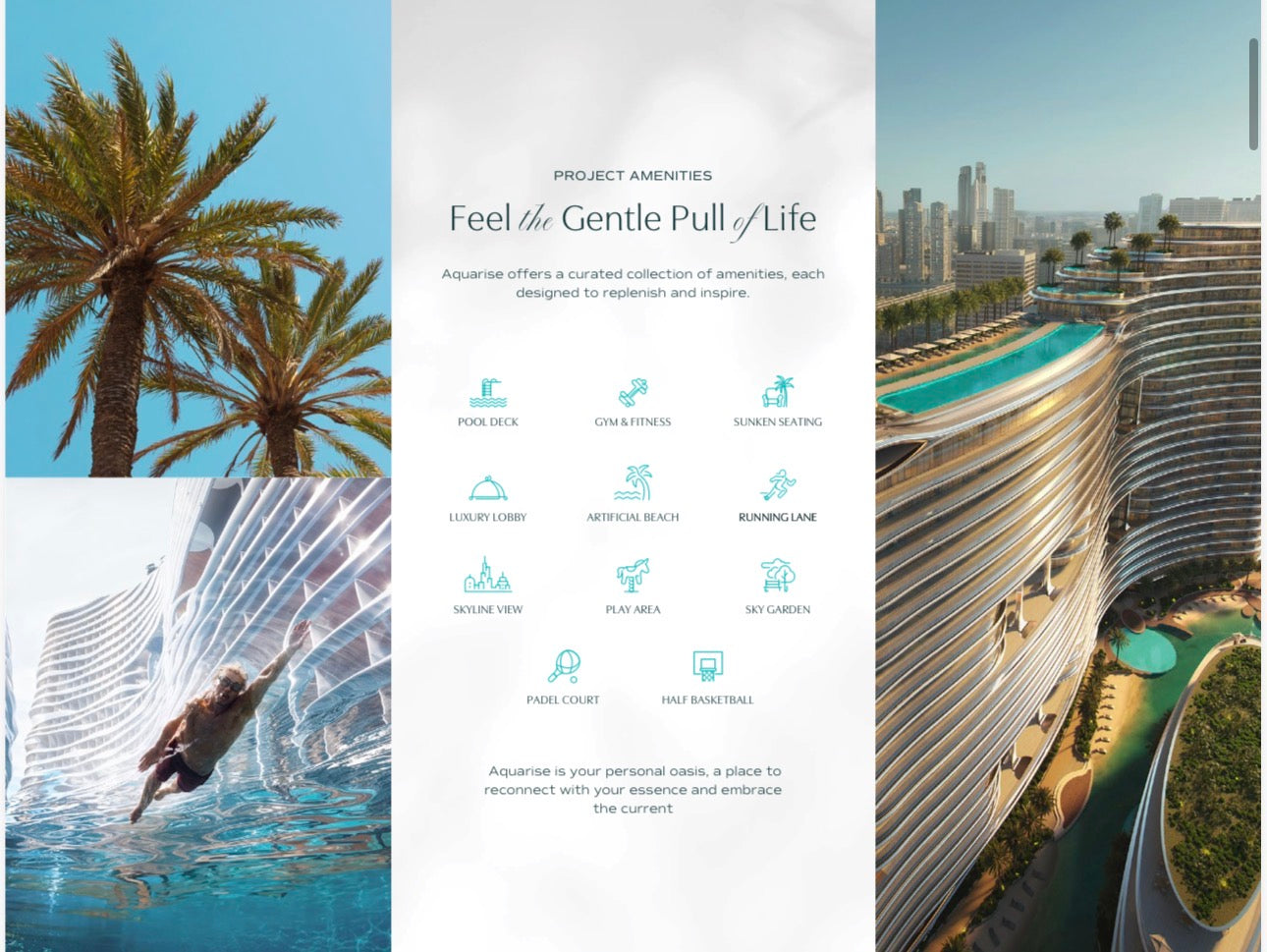 Aquarise — Studio 1 2 3 4 Bedroom Ultra Luxury Residences — Retail Units — Residential Lifestyle Masterpiece — Dubai UAE