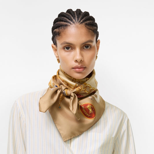Check Charm Silk Scarf