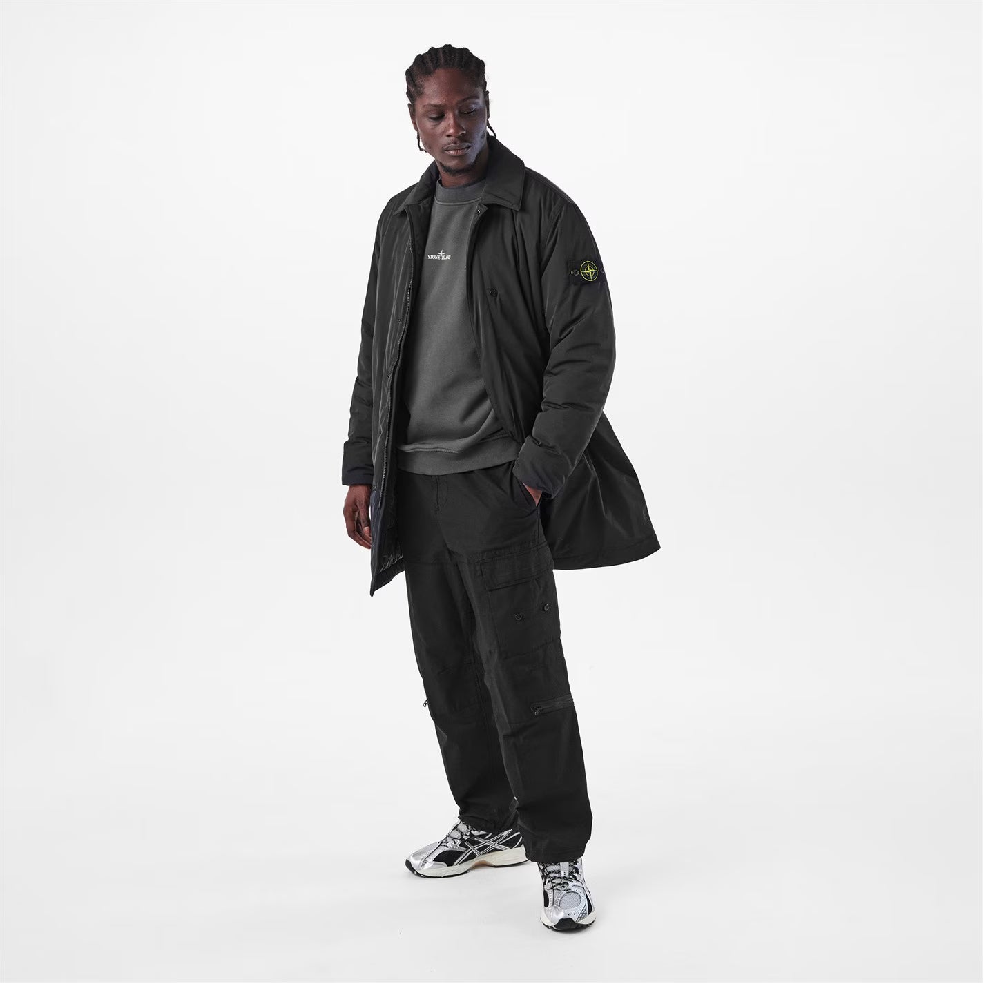 Men's Micro Twill Long Sleeve Thigh Length Trench Overcoat