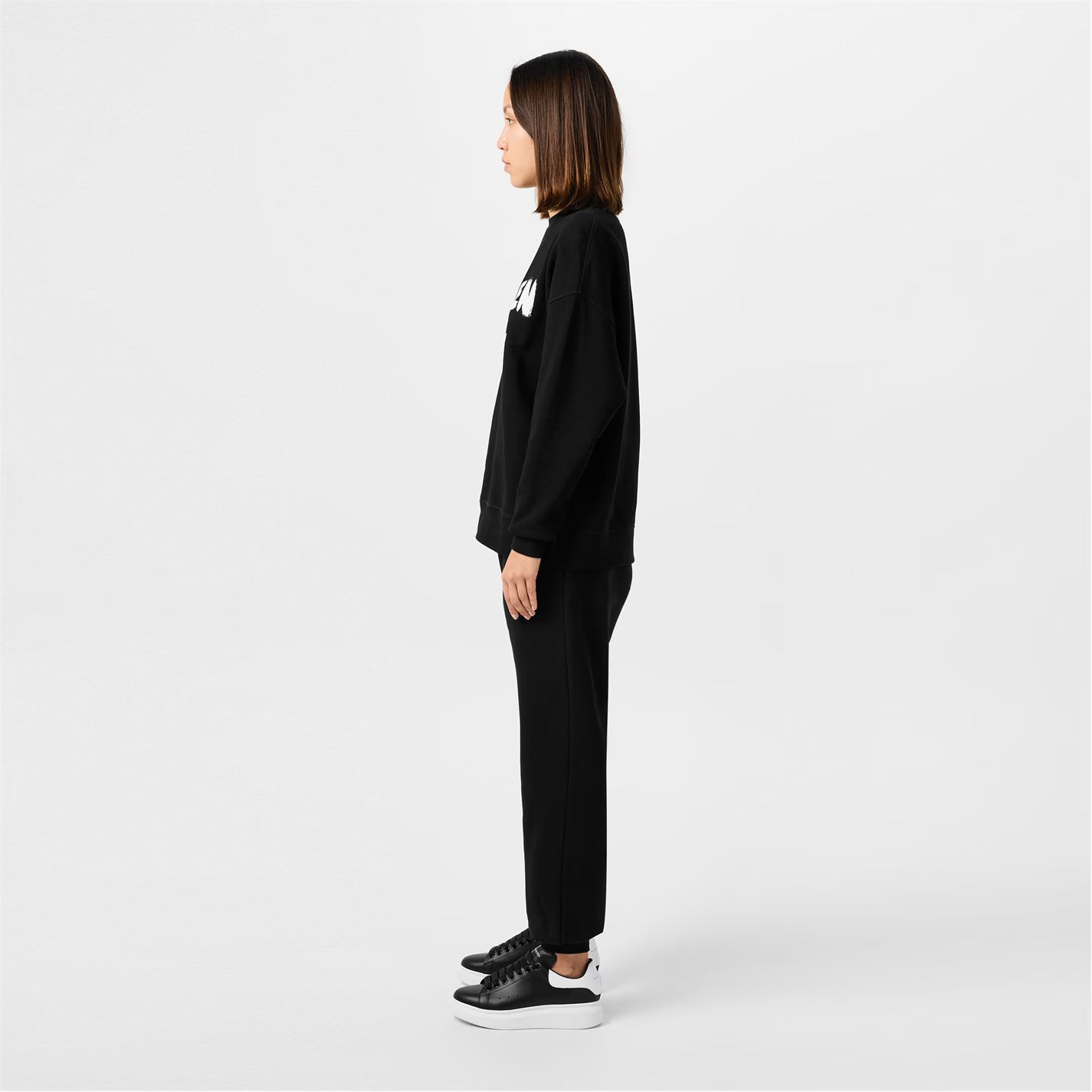 Women's Logo Print Leather Oversized Trainers