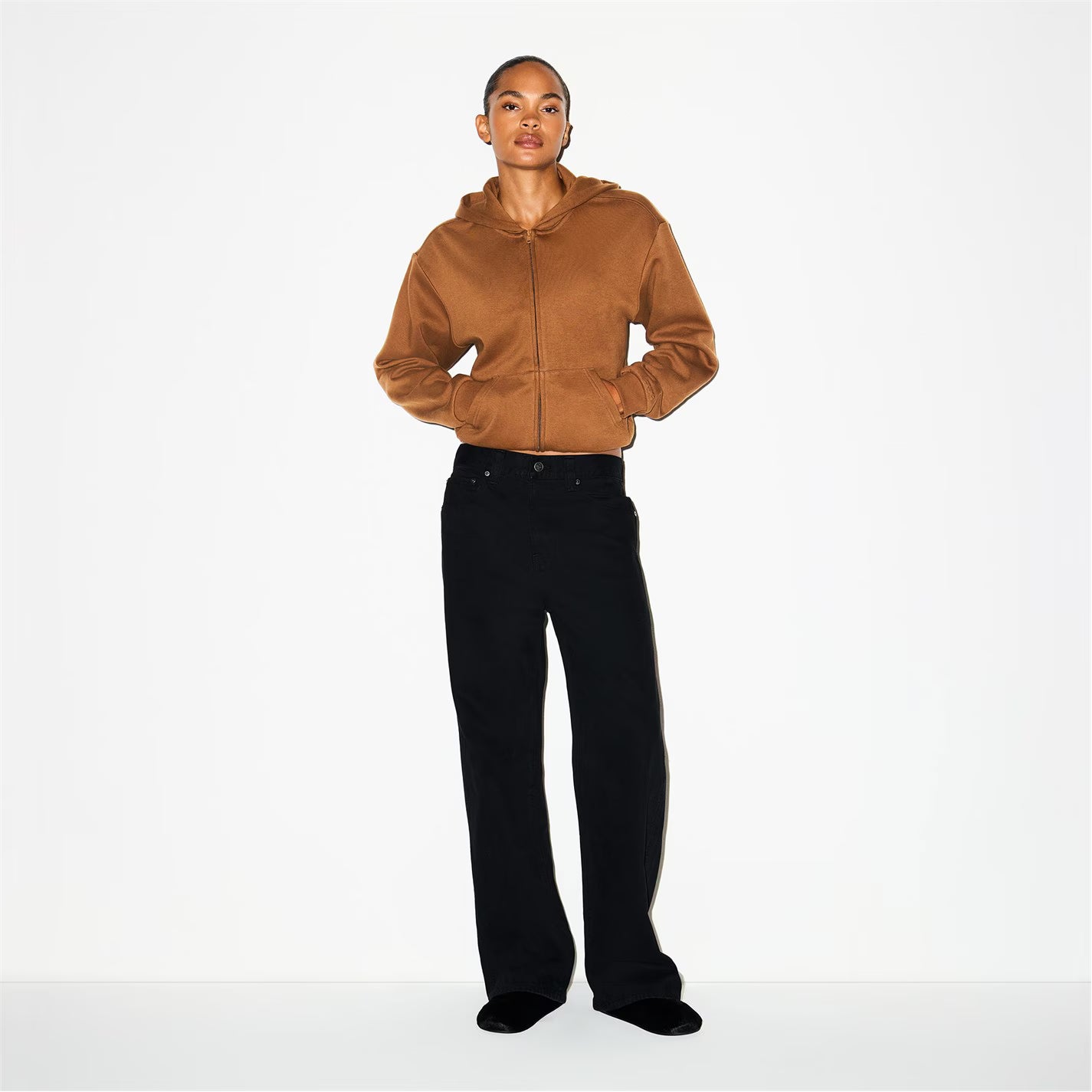 Womens Cotton Fleece Classic Zip Up Hoodie