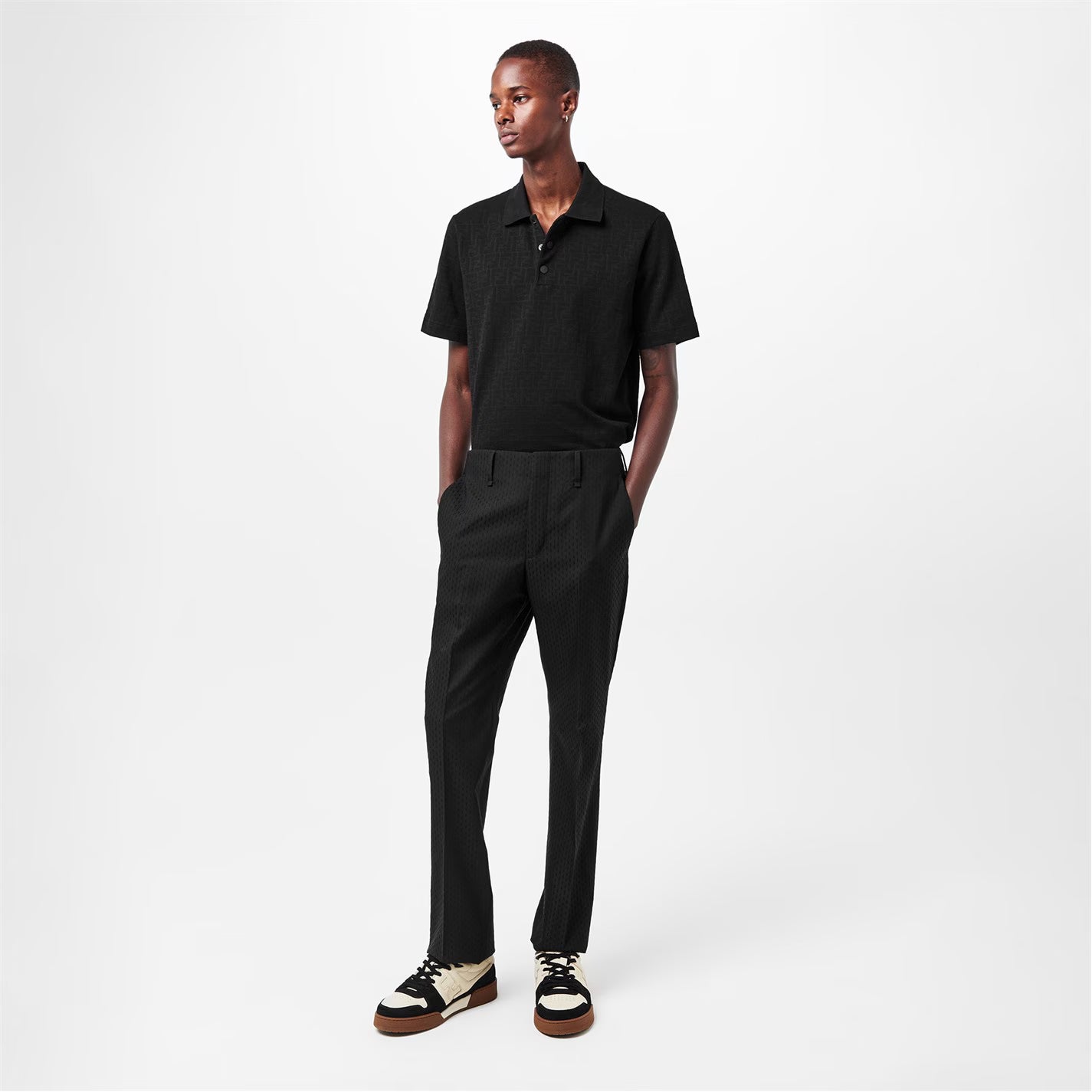 Mens Monogram FF Short Sleeve Polo