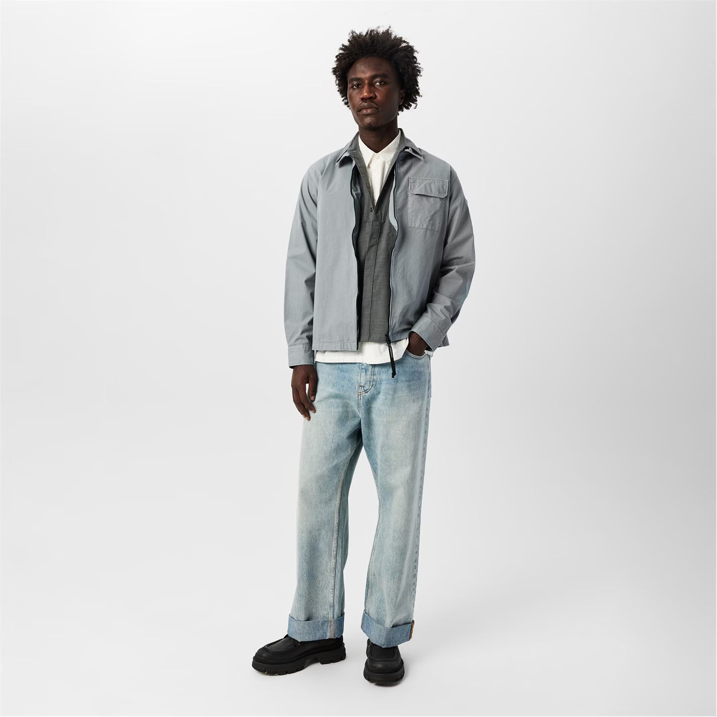 Men's Gabardine Lens Cotton Long Sleeve Overshirt