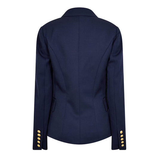 Women's Double Breasted Wool Long Sleeve Gold-Tone Button Blazer