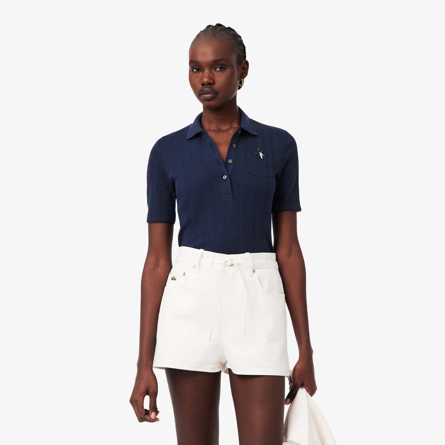 Slim Fit Pointelle Branded L.12.D Polo Shirt