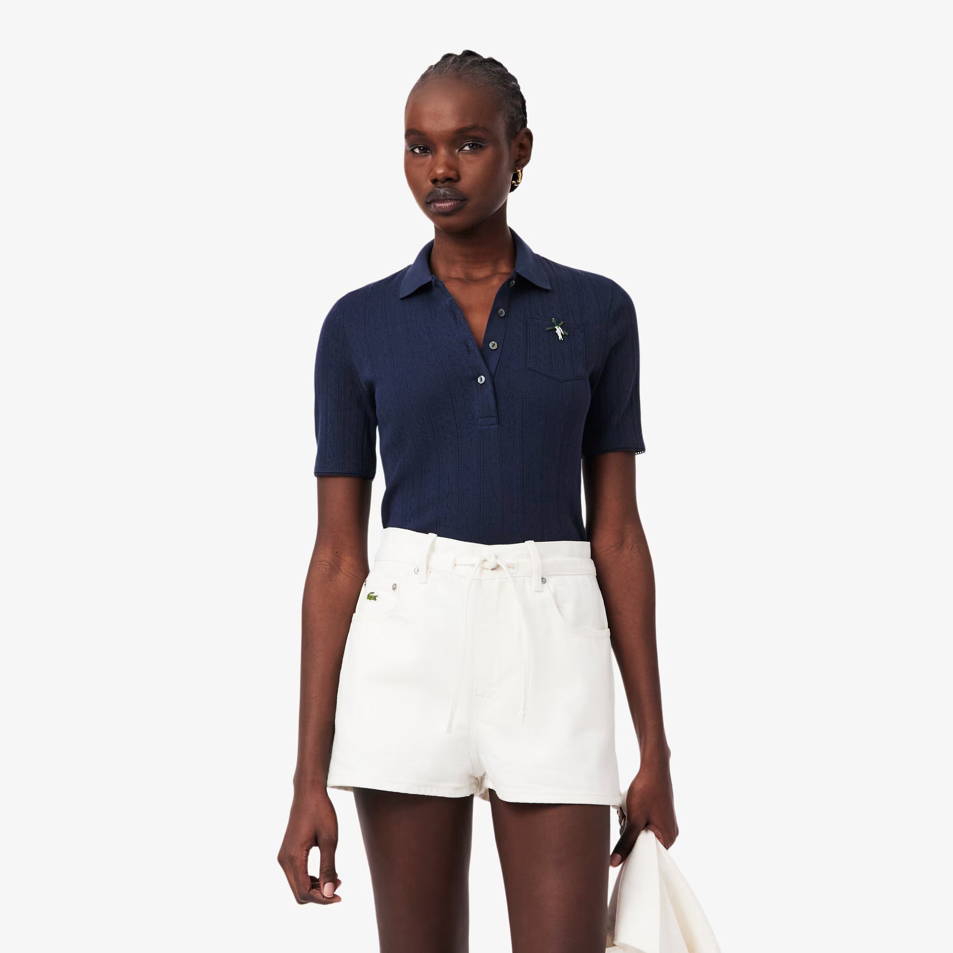 Slim Fit Pointelle Branded L.12.D Polo Shirt