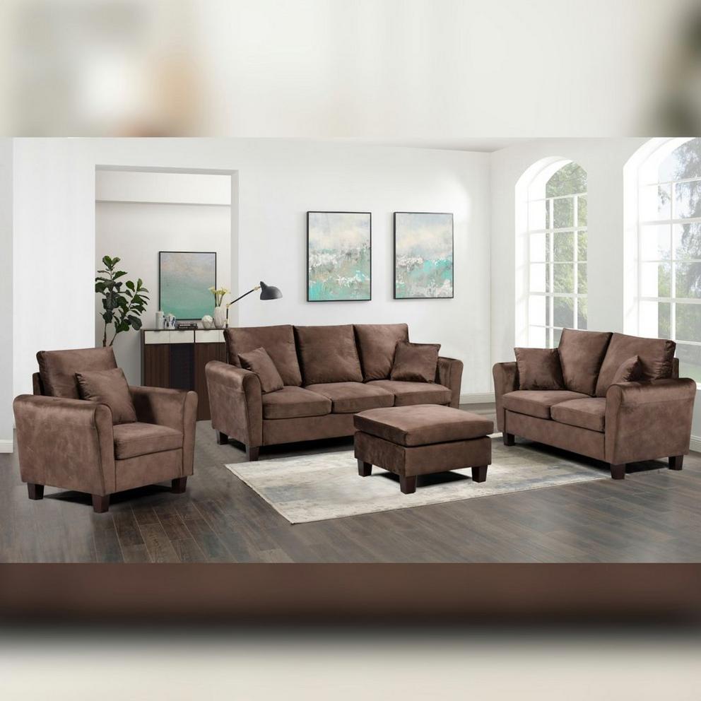 Plush Fabric Sofa Set