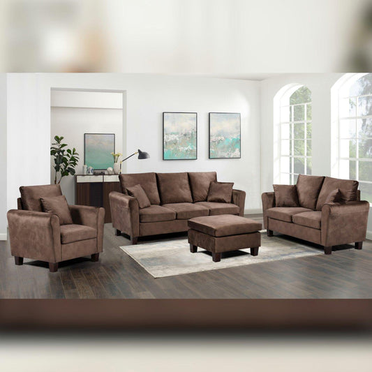 Plush Fabric Sofa Set