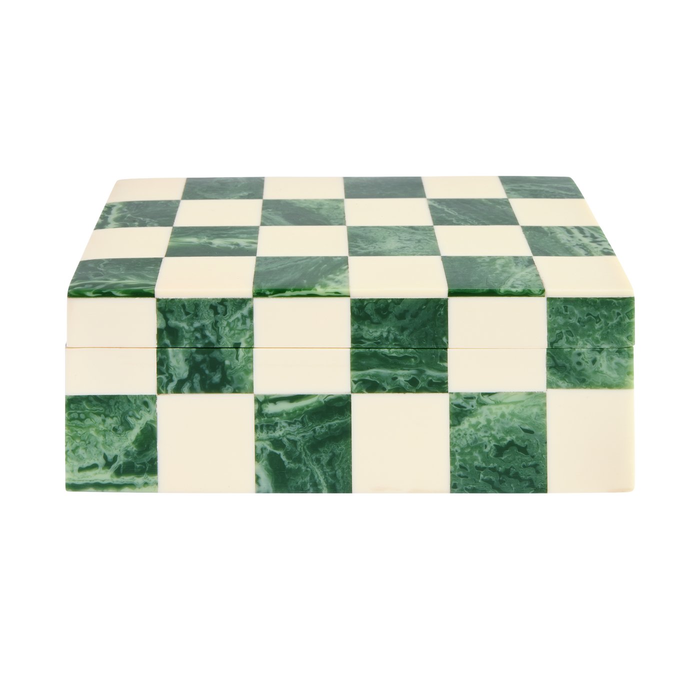 Habitat Checkered Resin Green Trinket Box