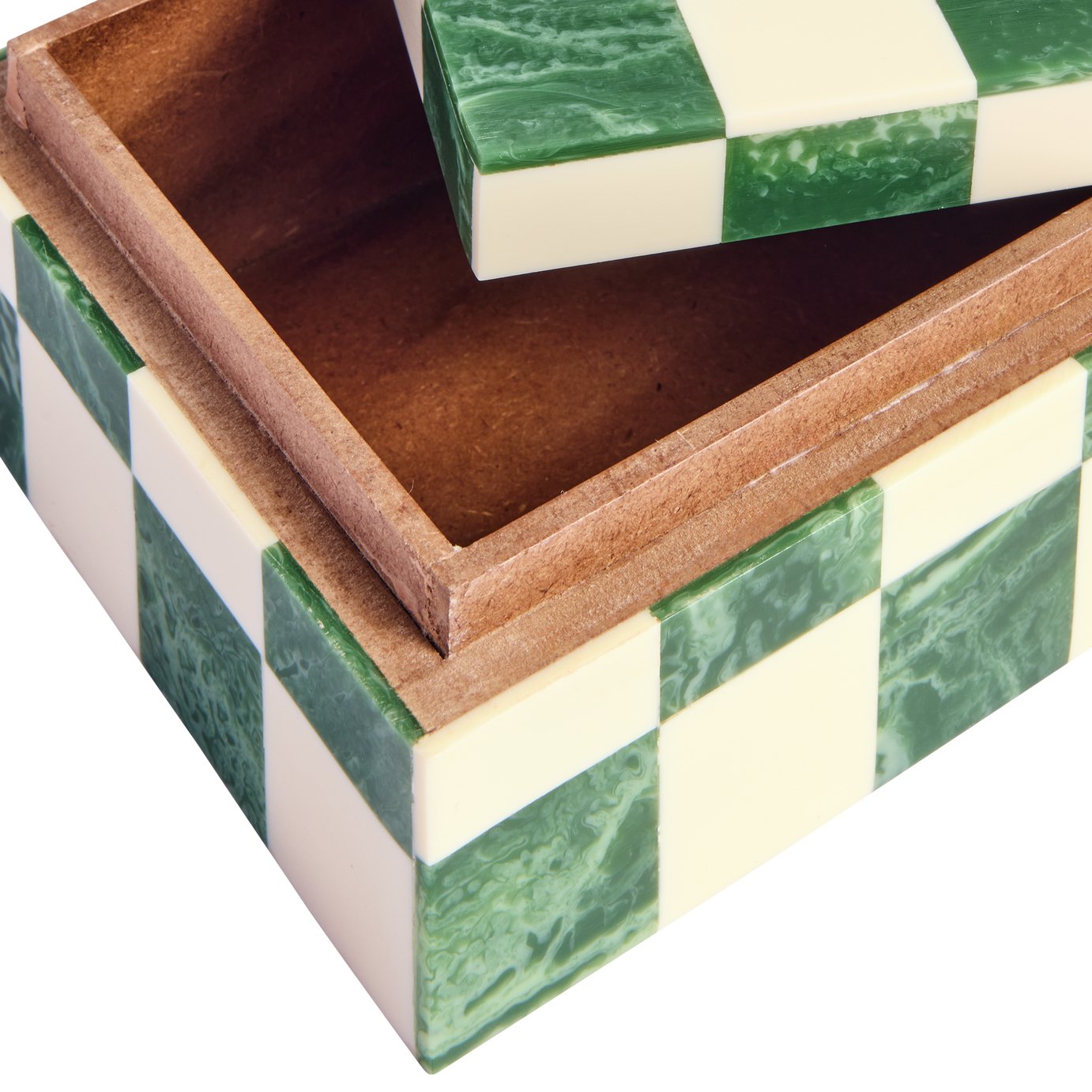 Habitat Checkered Resin Green Trinket Box