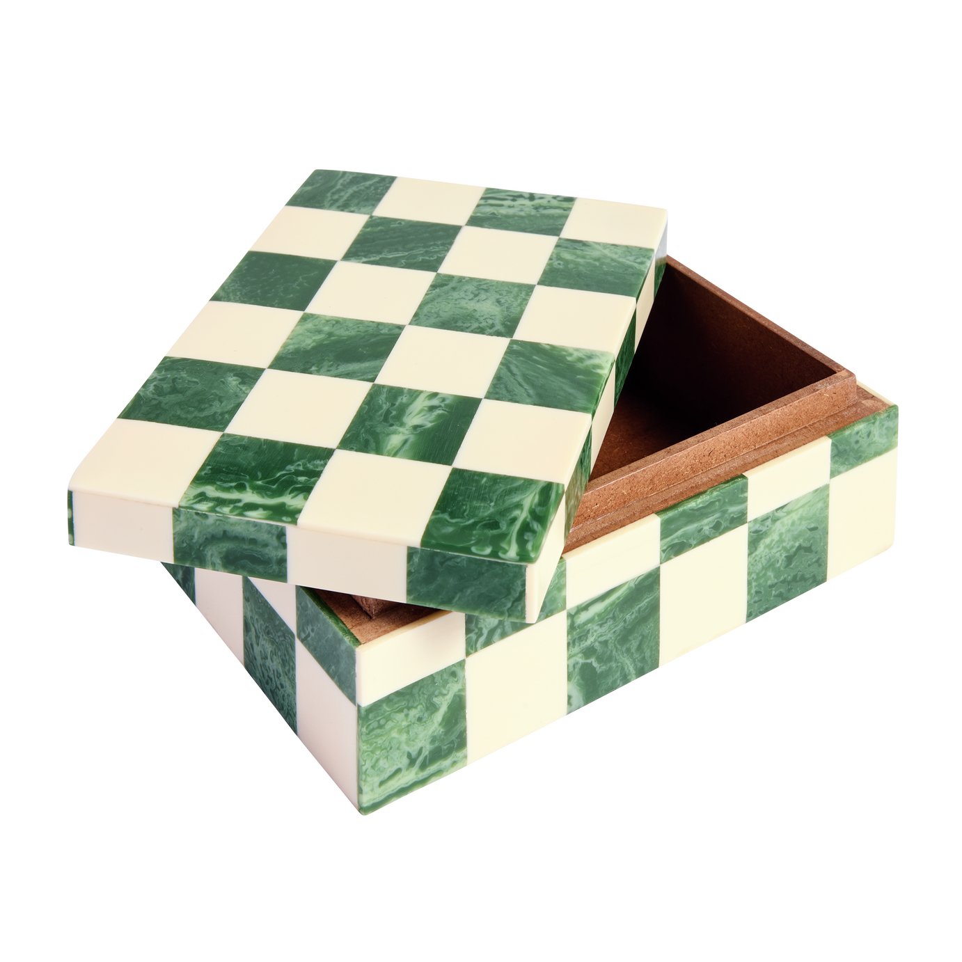 Habitat Checkered Resin Green Trinket Box