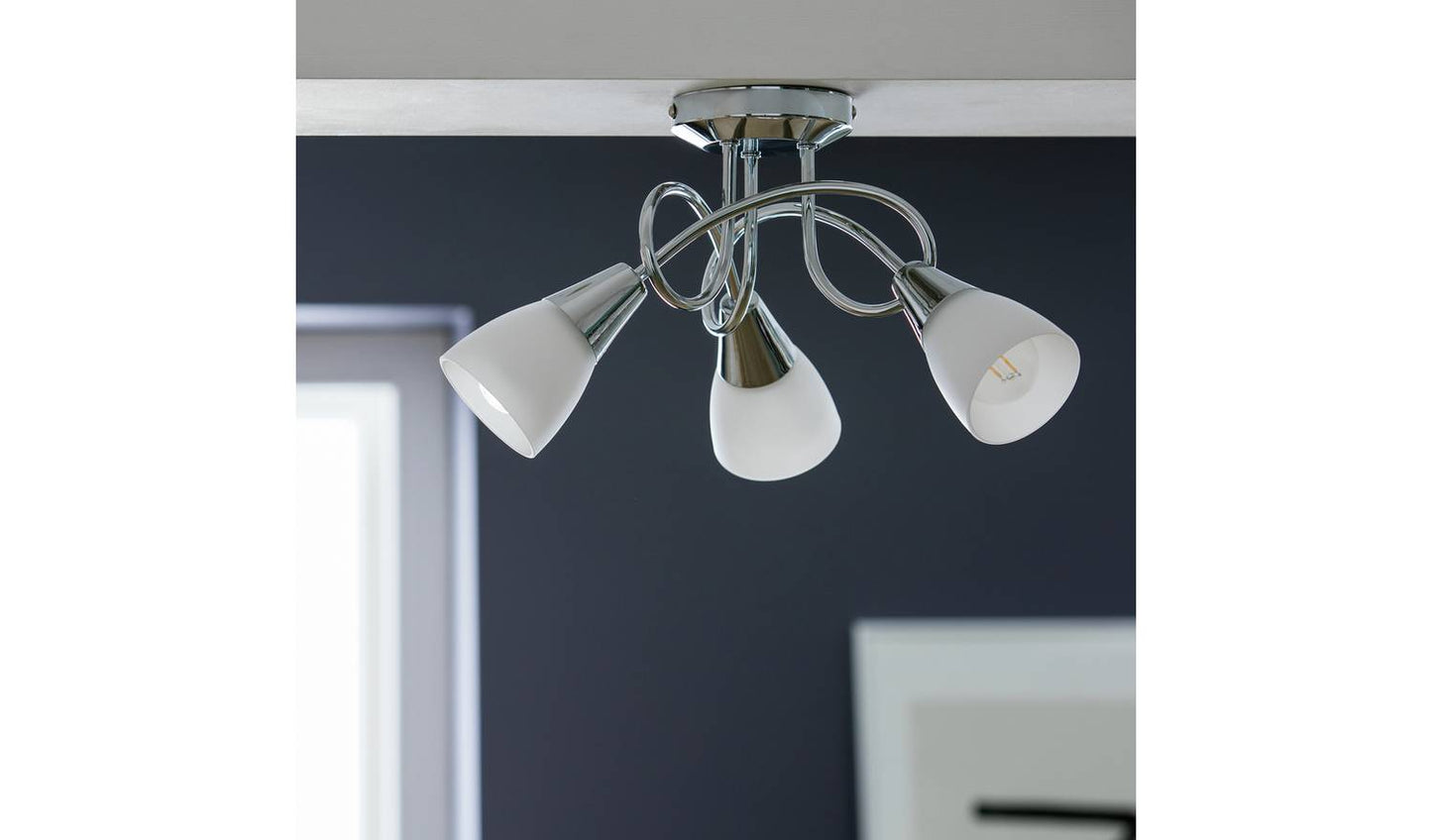 Argos Home Curico 3 Light Glass Opal Ceiling Light - Chrome