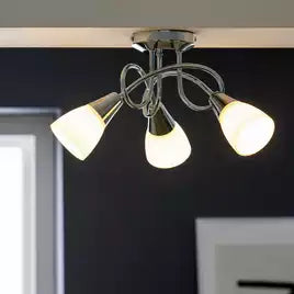Argos Home Curico 3 Light Glass Opal Ceiling Light - Chrome