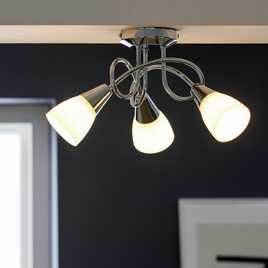 Argos Home Curico 3 Light Glass Opal Ceiling Light - Chrome