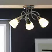 Argos Home Curico 3 Light Glass Opal Ceiling Light - Chrome