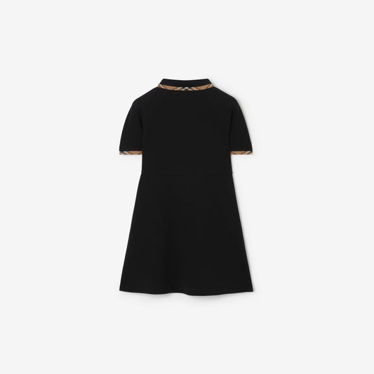 Check Trim Cotton Polo Shirt Dress