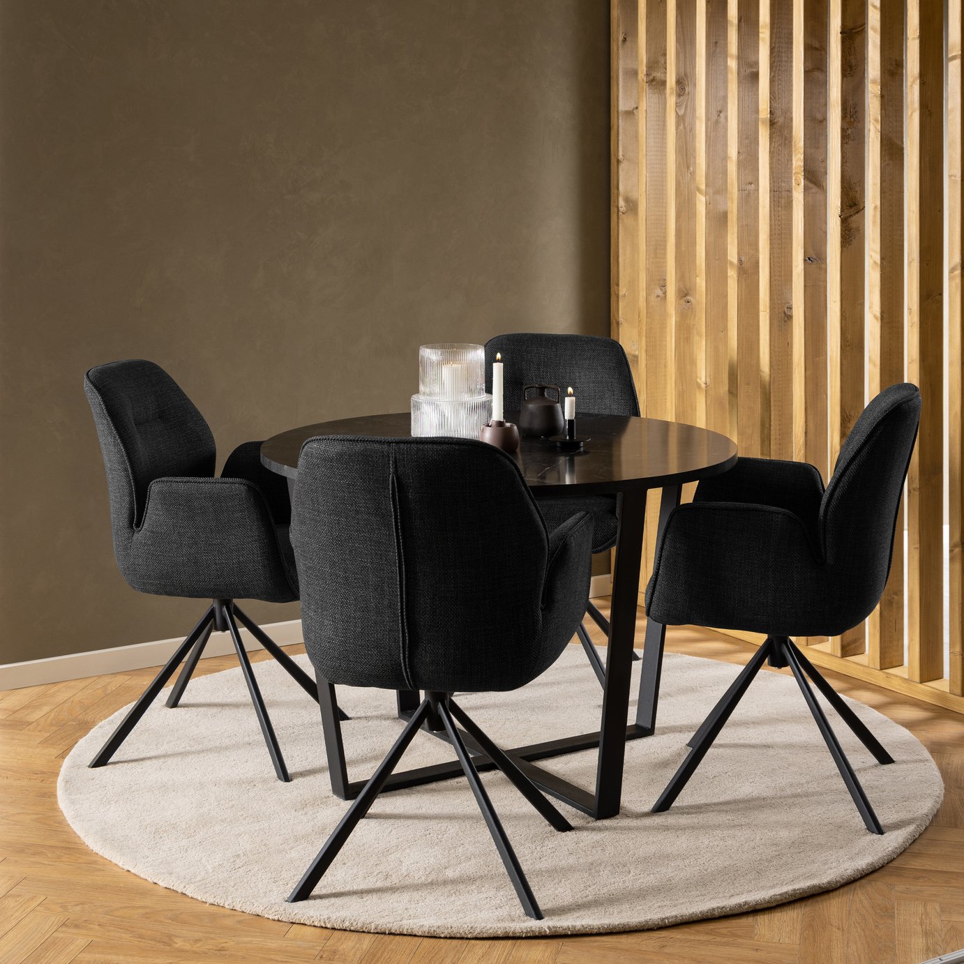 Furniture To Go Amble 4 Seater Round Dining Table - Black