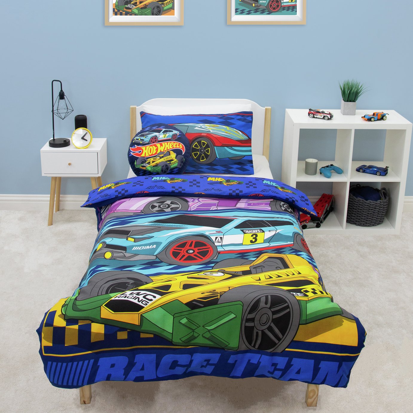 Hot Wheels Kids Blue Bedding Set - Single