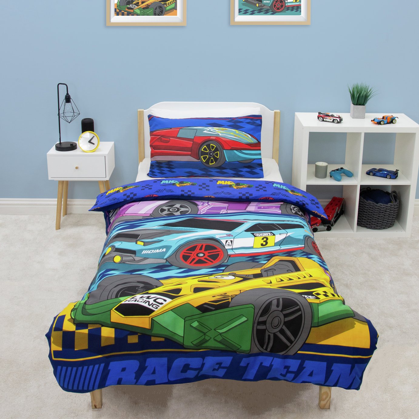 Hot Wheels Kids Blue Bedding Set - Single