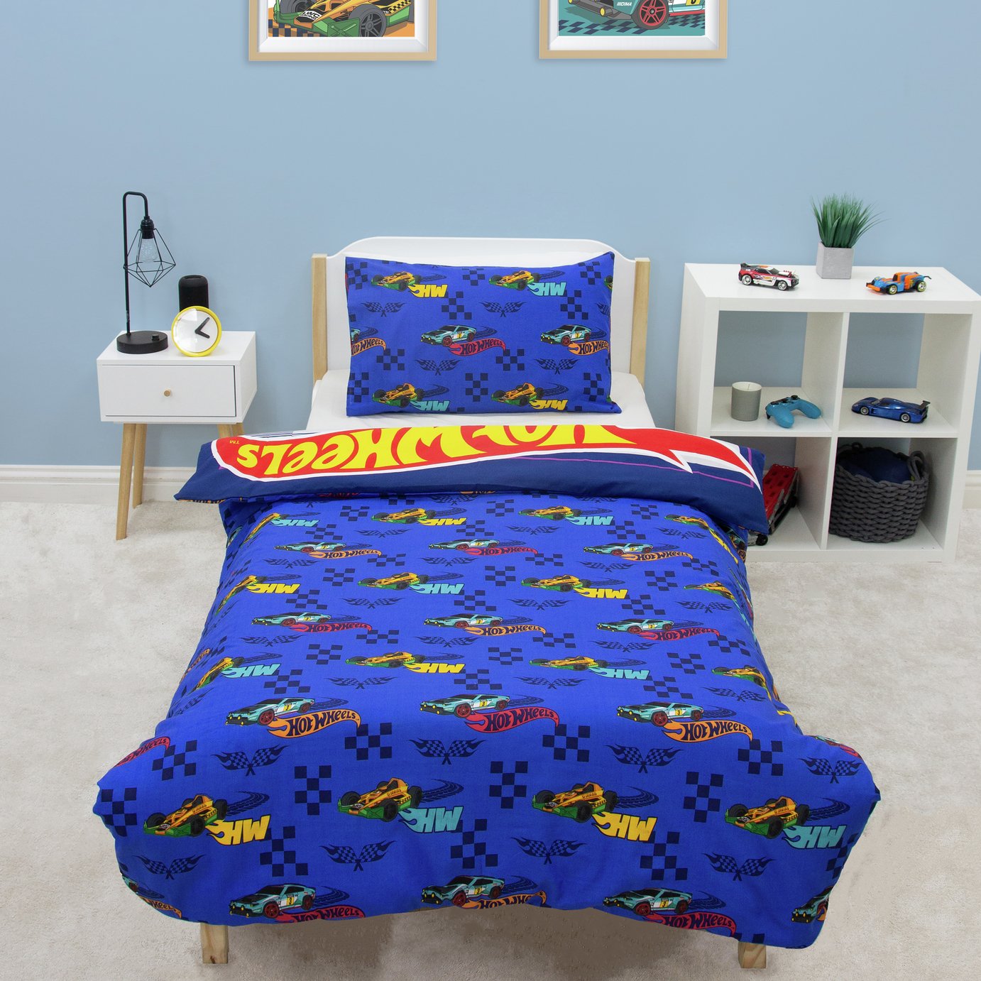 Hot Wheels Kids Blue Bedding Set - Single