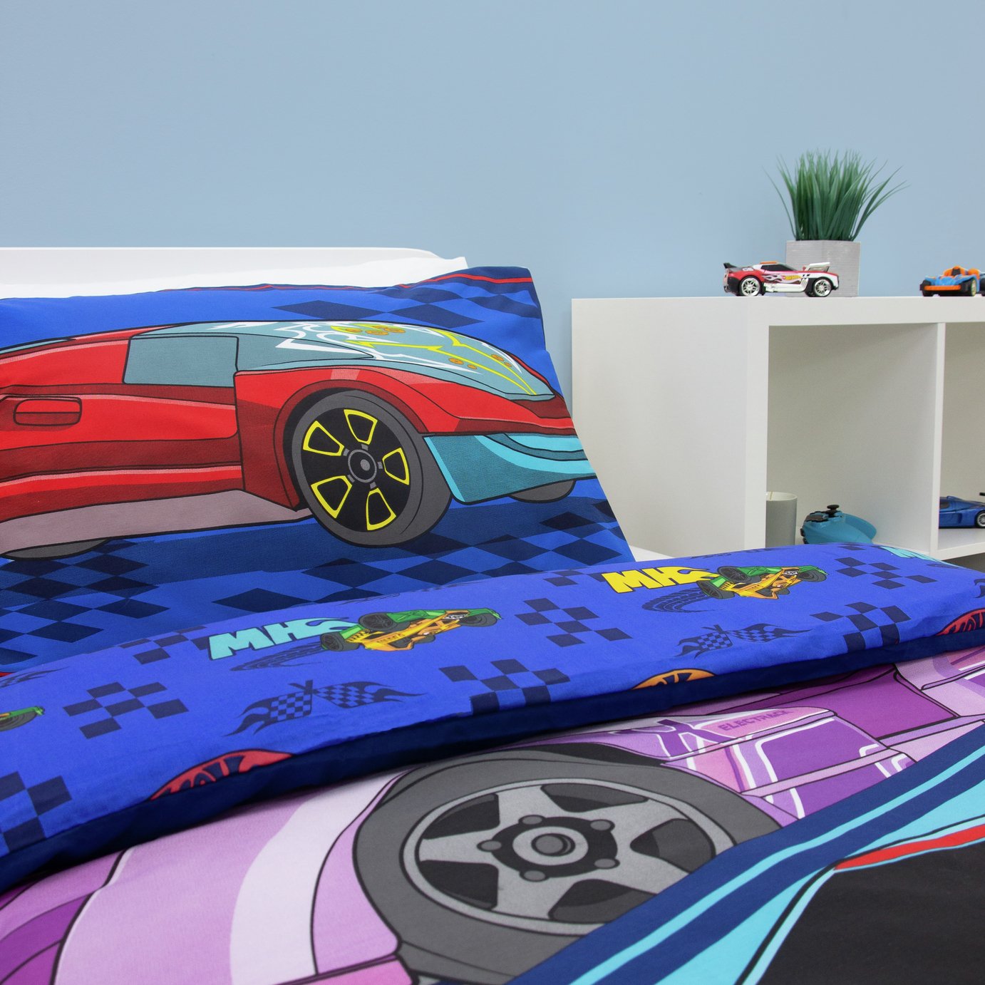Hot Wheels Kids Blue Bedding Set - Single