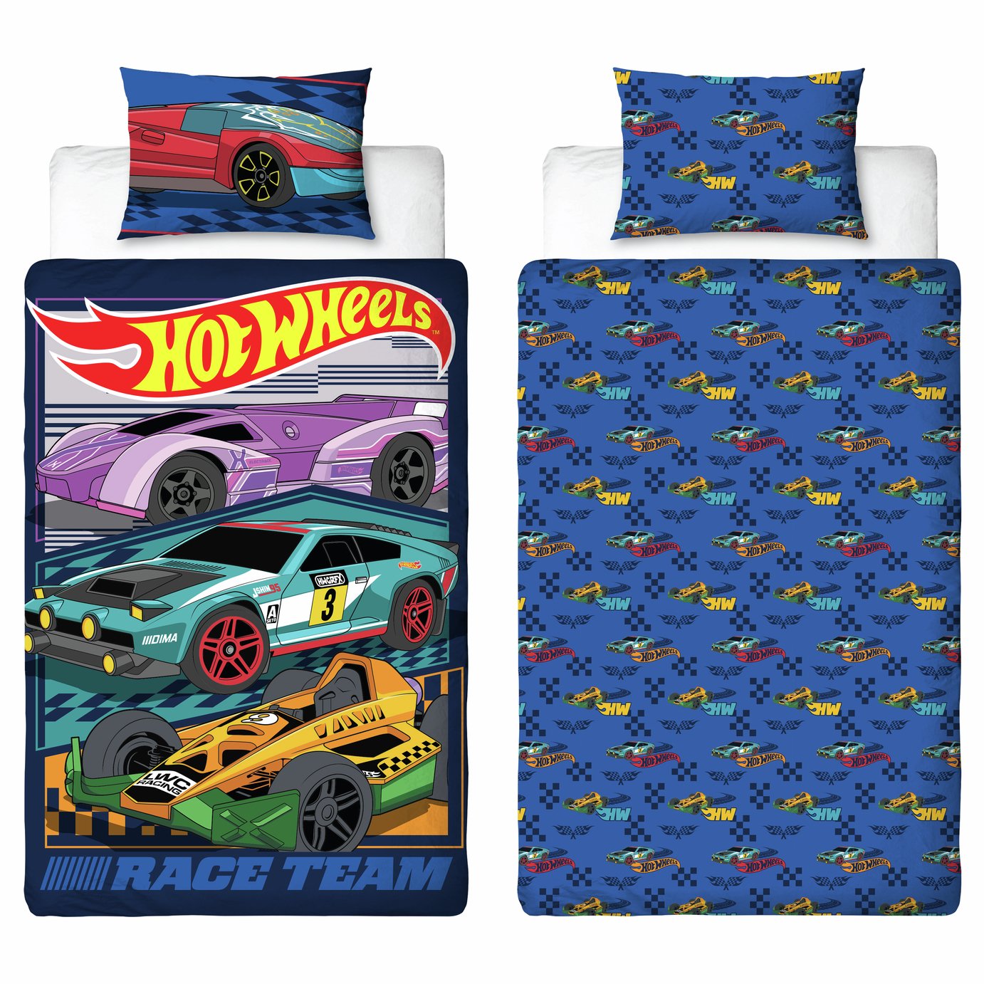 Hot Wheels Kids Blue Bedding Set - Single
