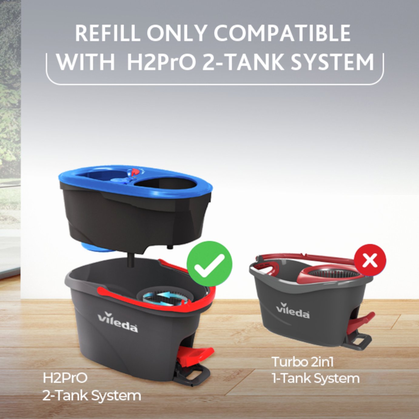 Vileda H2Pro Spin Mop Refill Pad - Pack of 2
