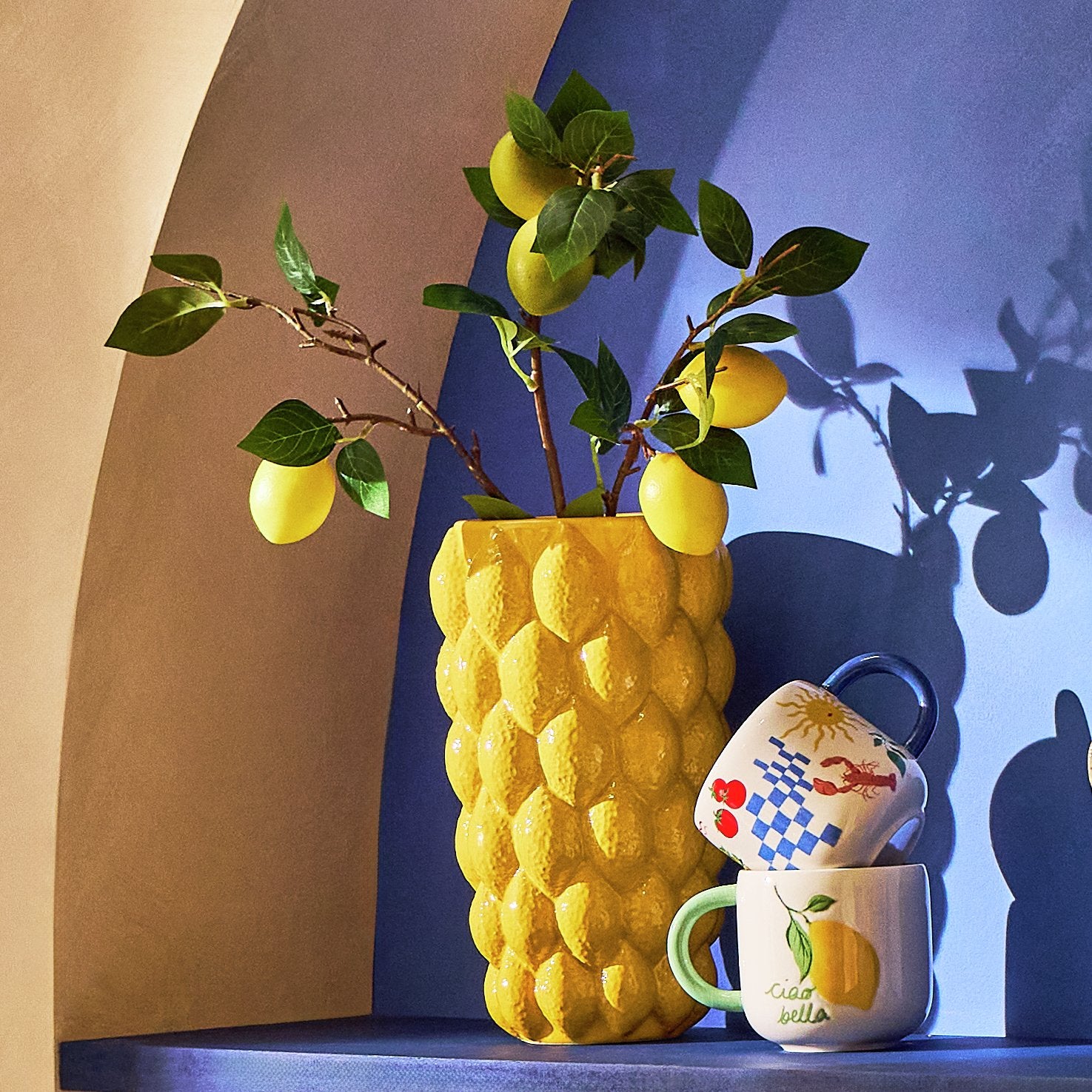 Argos Home Ceramic Yellow Lemon Vase - 15cm