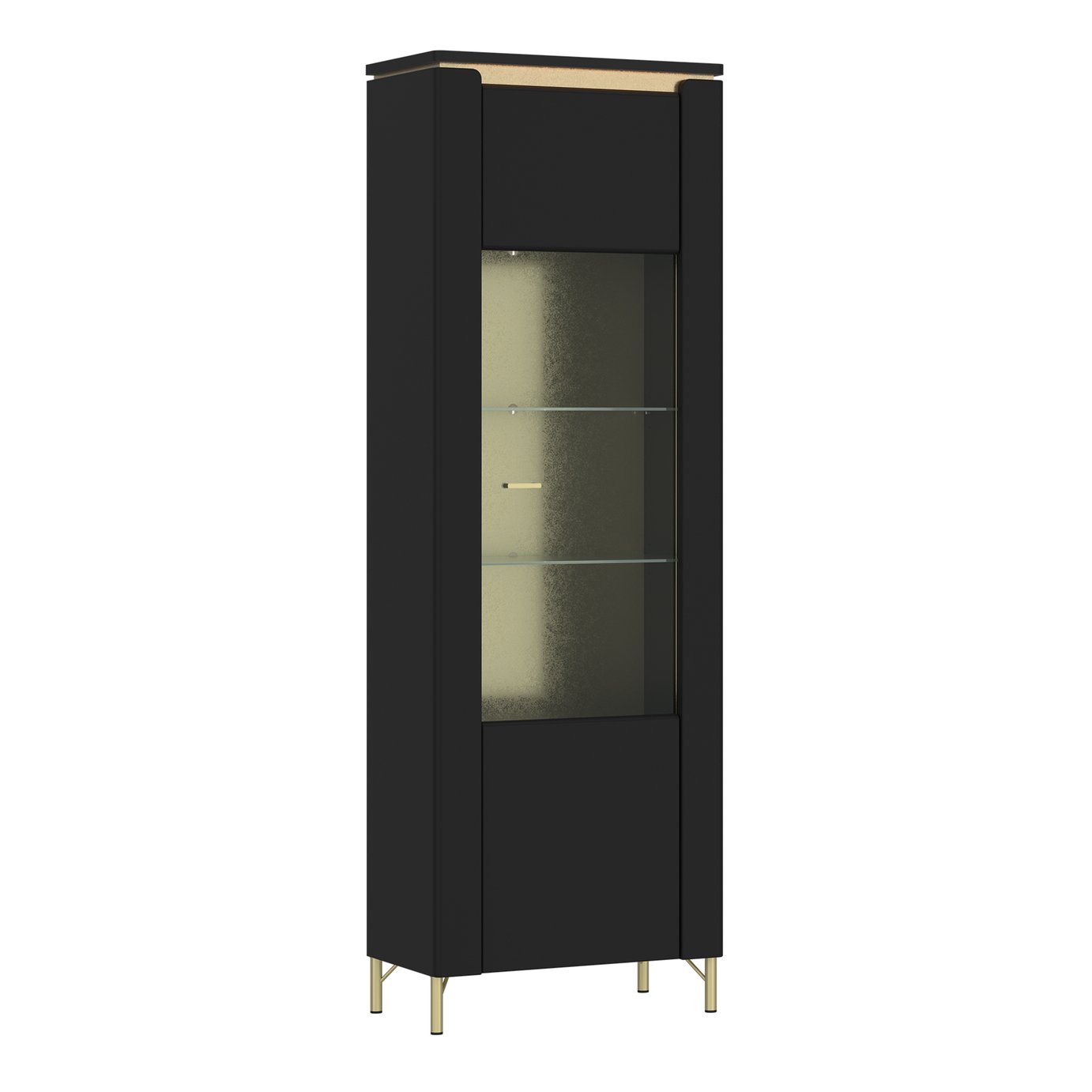 Furniture To Go Genoa 1 Door Display Cabinet - Black & Gold