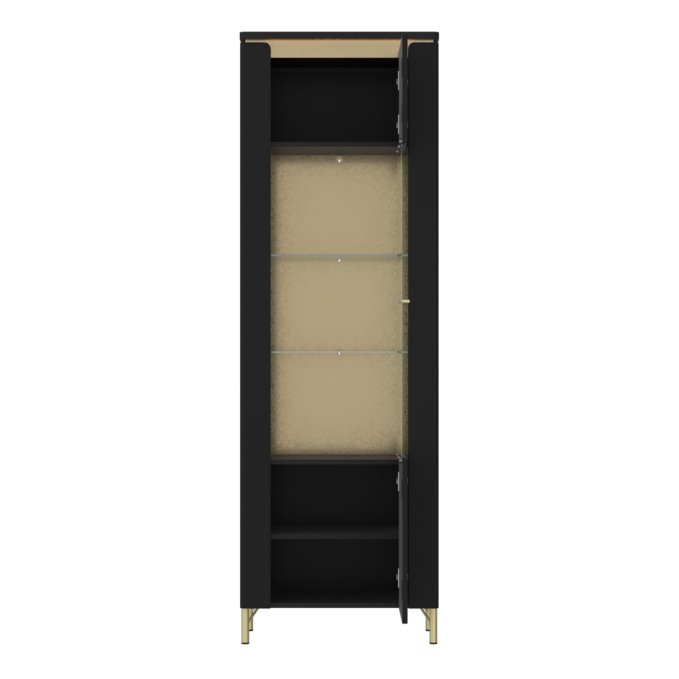 Furniture To Go Genoa 1 Door Display Cabinet - Black & Gold